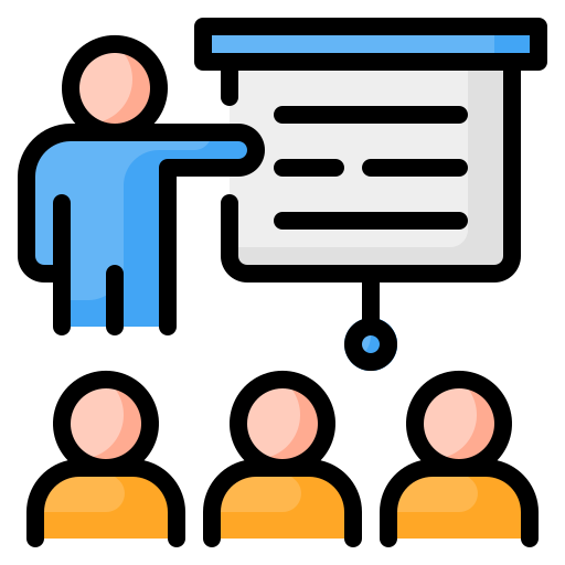 Graphic of a counselor teaching a group.