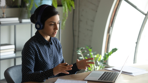 Image of a counselor coaching a client remotely using a HIPAA-compliant secure portal 